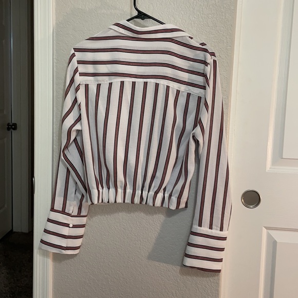 Striped Blouse, red,black, white with collar.Women’s size Large - Picture 3 of 3